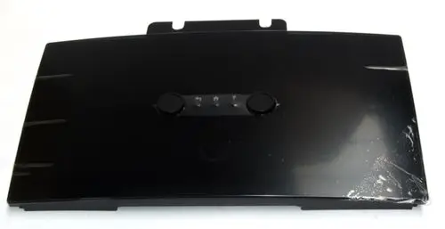 Schwarze Bedieneinheit von Daikin mit zwei Funktionstasten und einem Drehregler, geeignet für den Einsatz bei Heizsystemen.